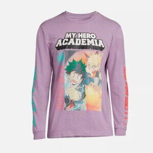 my hero acadamia - purple long sleeve t shirt - size L